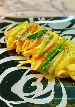 2897ニラボナーラはニラ玉カルボナーラ-レシピのメイン写真