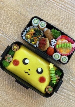 キャラ弁ポケモン横長ピカチュウオムライス-レシピのメイン写真