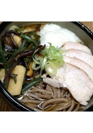 年越しそば★鶏山菜とろろそば★動画あり★-レシピのメイン写真