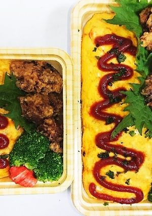 【夫婦弁当104】オムライスと唐揚げ-レシピのメイン写真