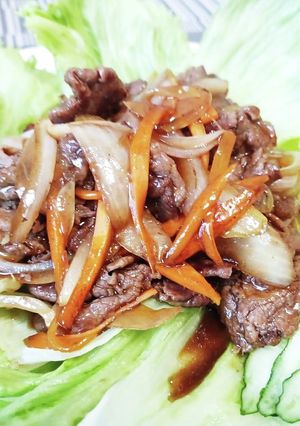 超簡単！牛肉のオイスター炒めレタス包み！-レシピのメイン写真