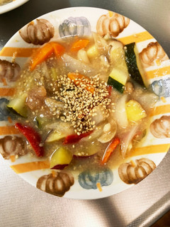 根菜梅干しで梅肉照り焼き味温野菜サラダ-レシピのメイン写真