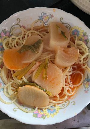 カブとベーコンのトマトスープパスタ-レシピのメイン写真
