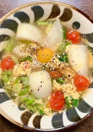蕪とミニトマトの卵スープ-レシピのメイン写真