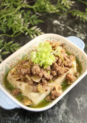 レンジで簡単！青い麻婆豆腐　豆板醤不要-レシピのメイン写真