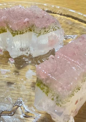 桜と抹茶入り・サイダーの春寒天-レシピのメイン写真