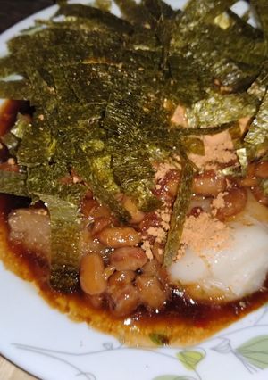 納豆きなこバター醤油餅(刻みのり付き)-レシピのメイン写真