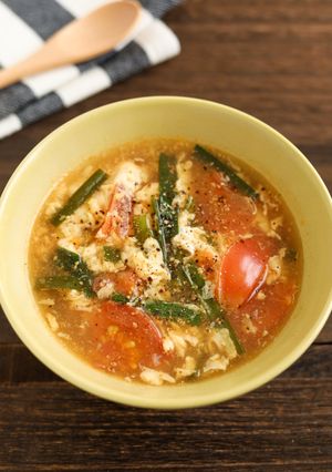 トマトとニラの酸辣湯風スープ-レシピのメイン写真