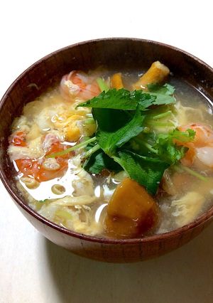 なめことむき海老のアジアンスープ-レシピのメイン写真