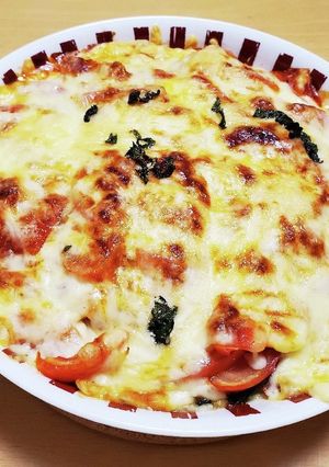 トマトと玉ねぎの大葉風味ミートソース焼き-レシピのメイン写真