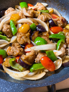 *豚こまと夏野菜の黒酢オイスター炒め*-レシピのメイン写真