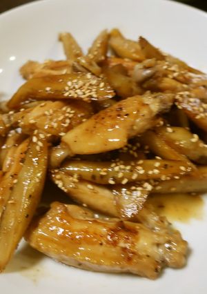 手羽中とごぼうの甘辛炒め煮-レシピのメイン写真
