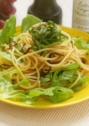 葉っぱやレシピブーケレタスの塩昆布パスタ-レシピのメイン写真