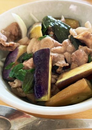 香草入り茄子と豚の油丼-レシピのメイン写真