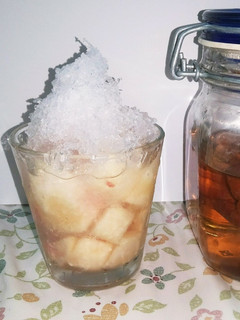 66カキ氷其の1 生桃と自家製桃ジュース-レシピのメイン写真