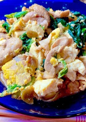 【10分で】ほうれん草と豆腐の中華風炒め-レシピのメイン写真