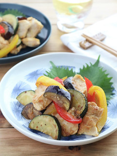 鶏むね肉と夏野菜のバタポン炒め-レシピのメイン写真