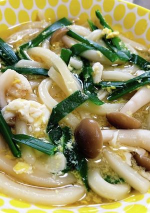 【アッサリ味】ニラ卵きのこ♪うどん-レシピのメイン写真