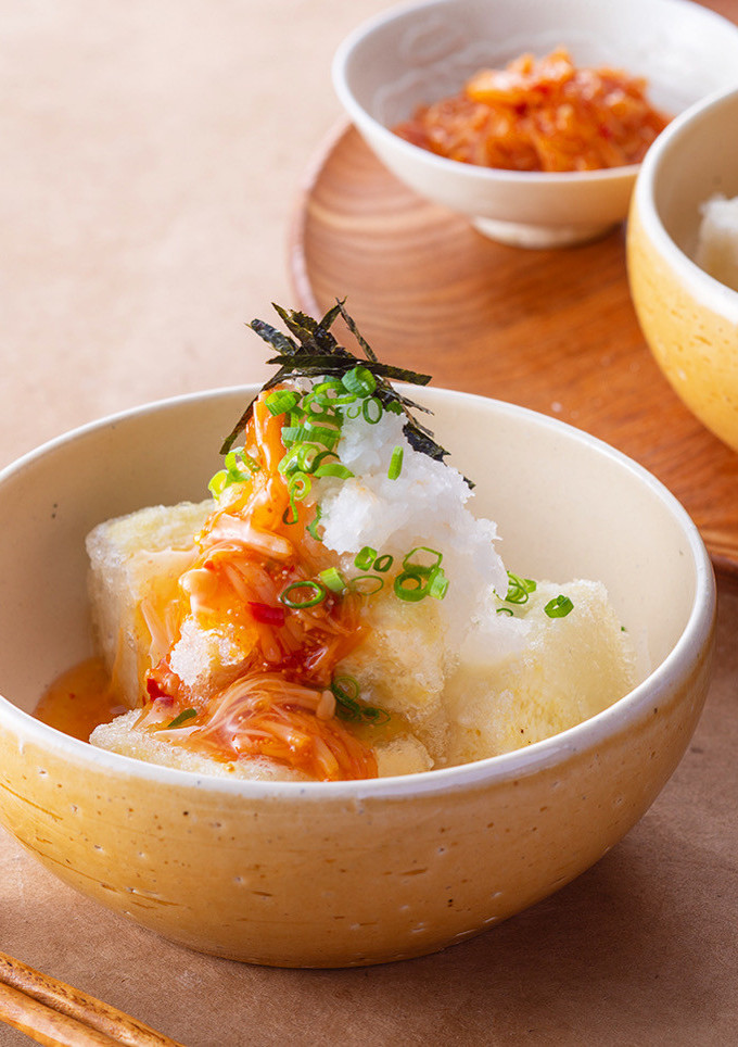 揚出豆腐の和風めんたいなめ茸おろし和え-レシピのメイン写真