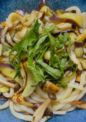 なすときのこのもずく酢うどん-レシピのメイン写真