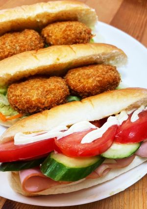 【ランチ】簡単コロッケサンド＆野菜サンド-レシピのメイン写真