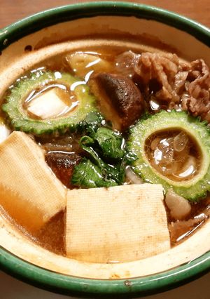 牛肉＆ゴーヤ　肉豆腐の一人小鍋　発酵玉葱-レシピのメイン写真