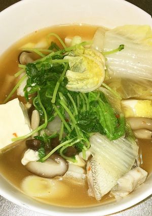 真鱈と豆腐と白菜と豆苗の激辛スープ-レシピのメイン写真