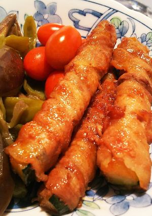 ズッキーニ豚バラで巻いて♪-レシピのメイン写真