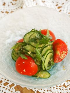 胡瓜・プチトマト・大葉の酢の物♪-レシピのメイン写真
