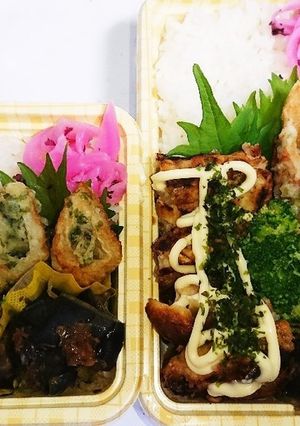 【夫婦弁当105】お好み焼と茄子ポン酢-レシピのメイン写真