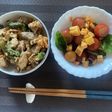 ゴーヤチャンプルうどん&ミニトマトサラダ
