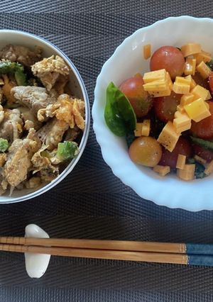 ゴーヤチャンプルうどん&ミニトマトサラダ-レシピのメイン写真