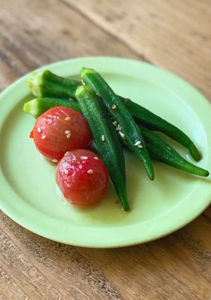オクラとトマトの白醤油おひたし(下処理付-レシピのメイン写真