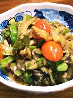 シャキッと ピーマンと茄子とツナの炒め物-レシピのメイン写真