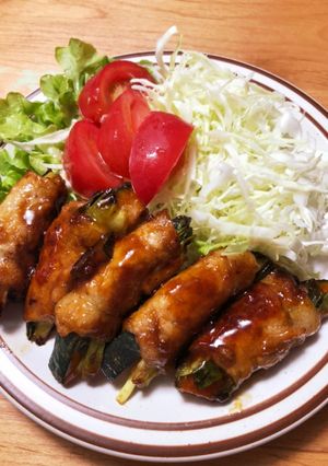 カボチャとネギの豚肉巻き-レシピのメイン写真