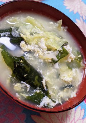 キャベツとワカメのゴクゴク中華卵スープ-レシピのメイン写真