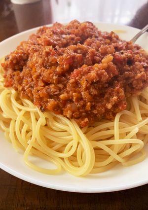 豚ミンチのミートソーススパ-レシピのメイン写真