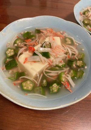 オクラとカニカマの冷たいあんかけ豆腐-レシピのメイン写真