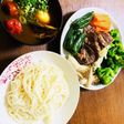 カレー素麺と蒸し野菜