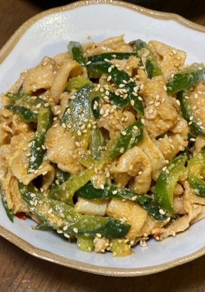 鶏皮ときゅうりの胡麻味噌和え(ピリ辛)-レシピのメイン写真