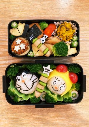 キャラ弁　ドラえもん＆ドラミちゃん-レシピのメイン写真
