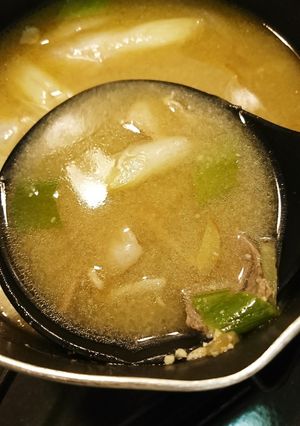 豚こまとネギのコクあり味噌汁-レシピのメイン写真