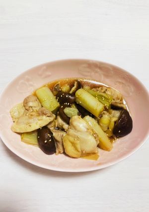 鶏肉としいたけと長ネギの煮物♡-レシピのメイン写真