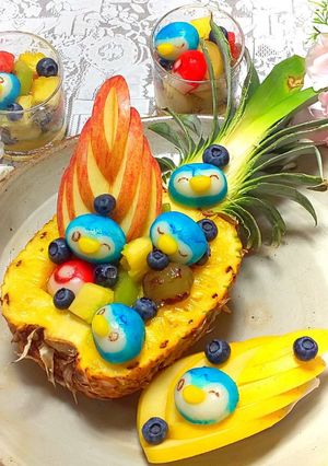 ポッチャマのびっくり白玉フルーツポンチ!-レシピのメイン写真