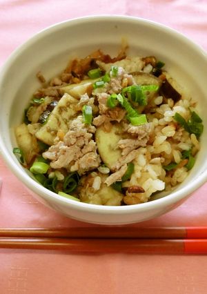 なすと豚ひき肉の炊き込みご飯-レシピのメイン写真