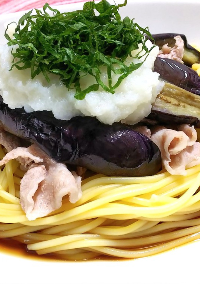 なすと豚しゃぶのみぞれ和風冷スープパスタ-レシピのメイン写真