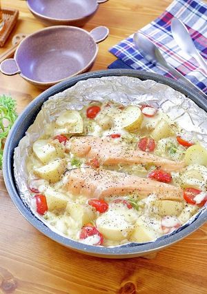 鮭と野菜のみそチーズ焼き-レシピのメイン写真