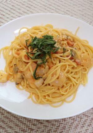 【10分】シーフードトマトクリームパスタ-レシピのメイン写真