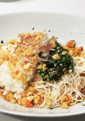 ネバネバ野菜と香味野菜のぶっかけそうめん-レシピのメイン写真