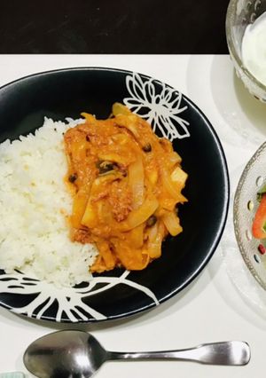コンビーフときのこの簡単トマト煮込み-レシピのメイン写真